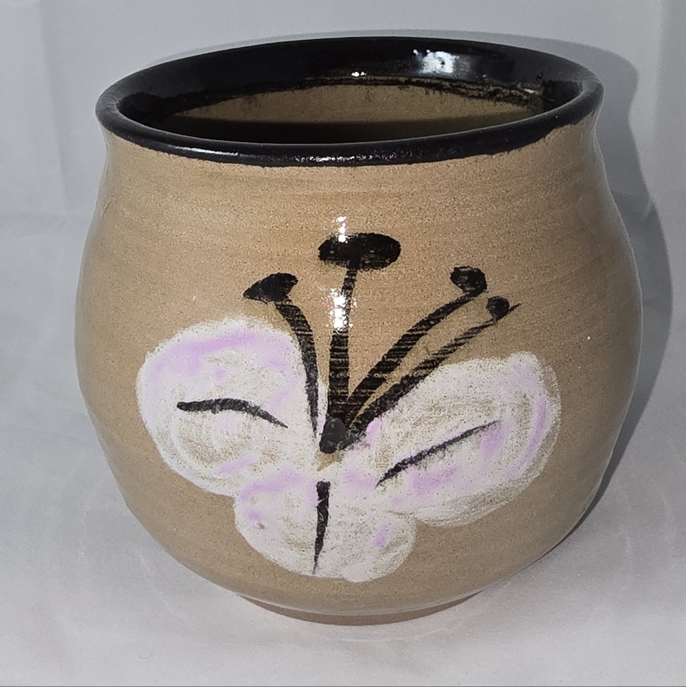 Handmade Art Pottery vase hand-painted flower